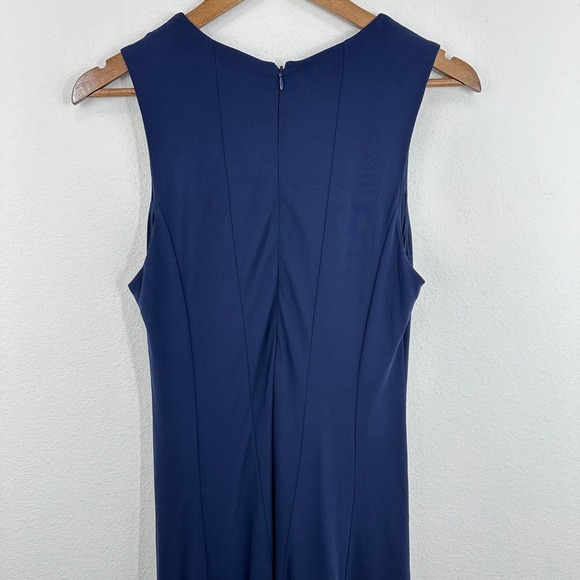 Lauren Ralph Lauren Navy Blue Sleeveless Fit & Flare Midi Dress Career Cocktail‎ - Picture 2 of 8